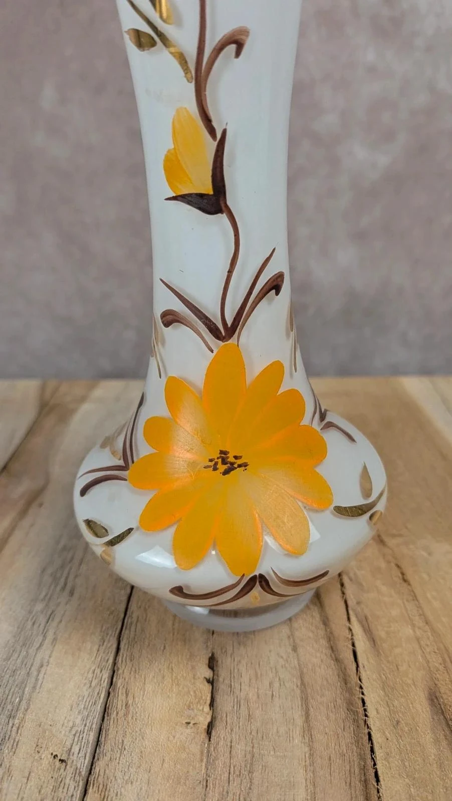 Vase vintage en verre décor flori – photo 2